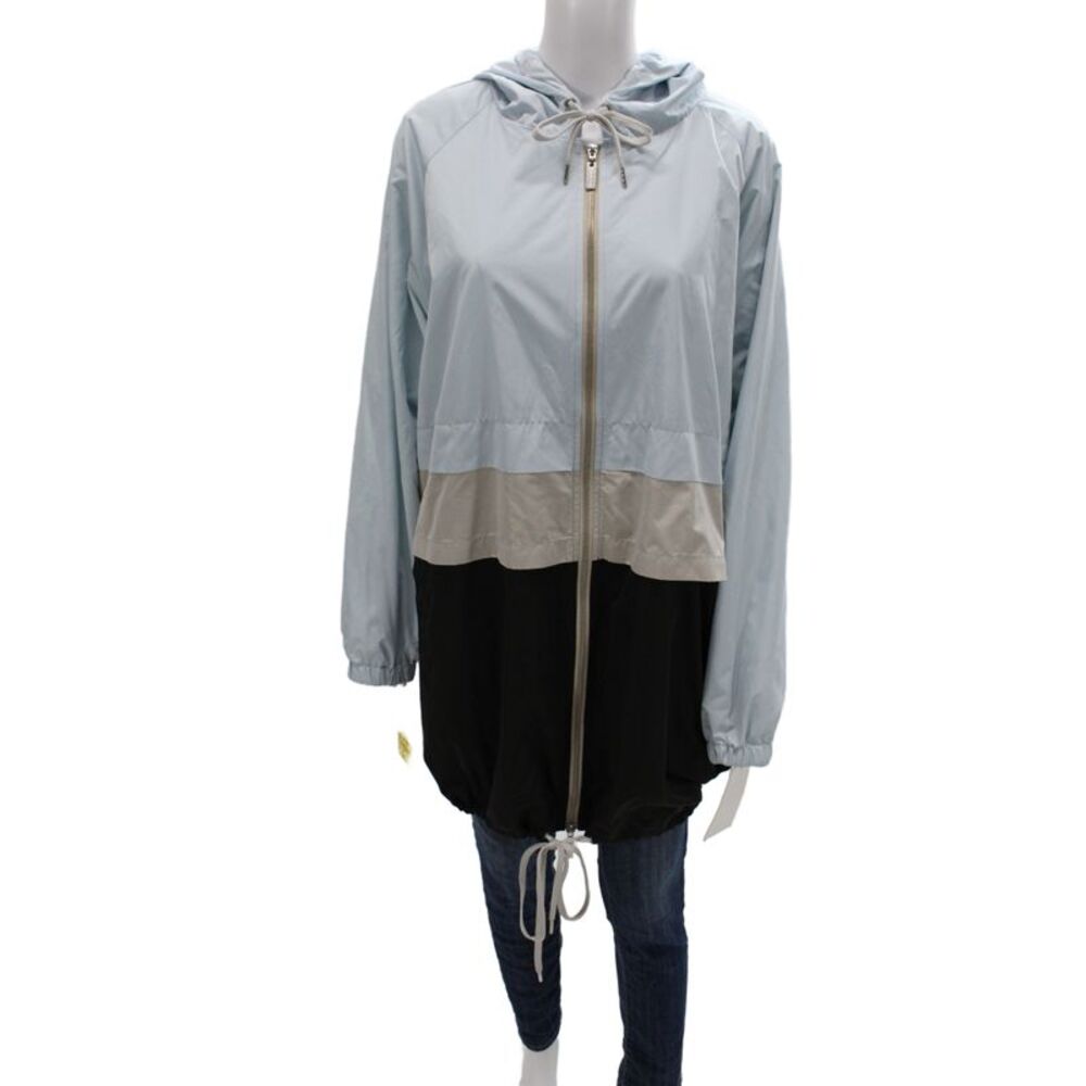Nikki Jones Women Windbreaker Jacket Blue Zip Long Sleeve Casual Size XL